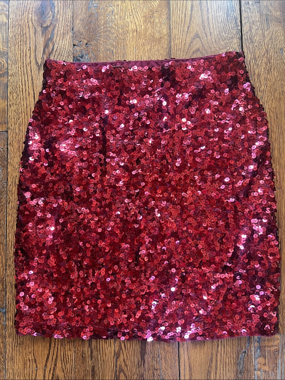 Red Sequin Mini Skirt - Shimmering Party Skirt